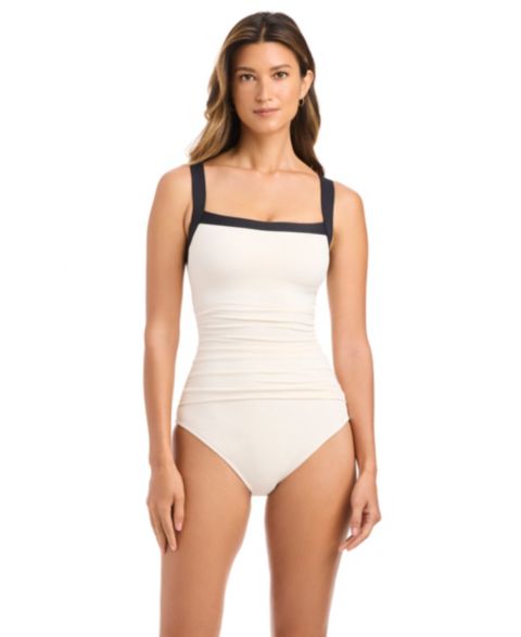 Женские купальники Bleu by Rod Beattie Women's I'm With The Band Square-Neck One-Piece Swimsuit