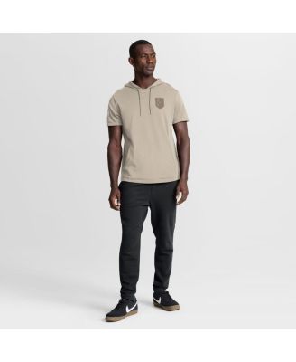 Men's Tan Vegas Golden Knights Authentic Pro Road Short Sleeve Hoodie