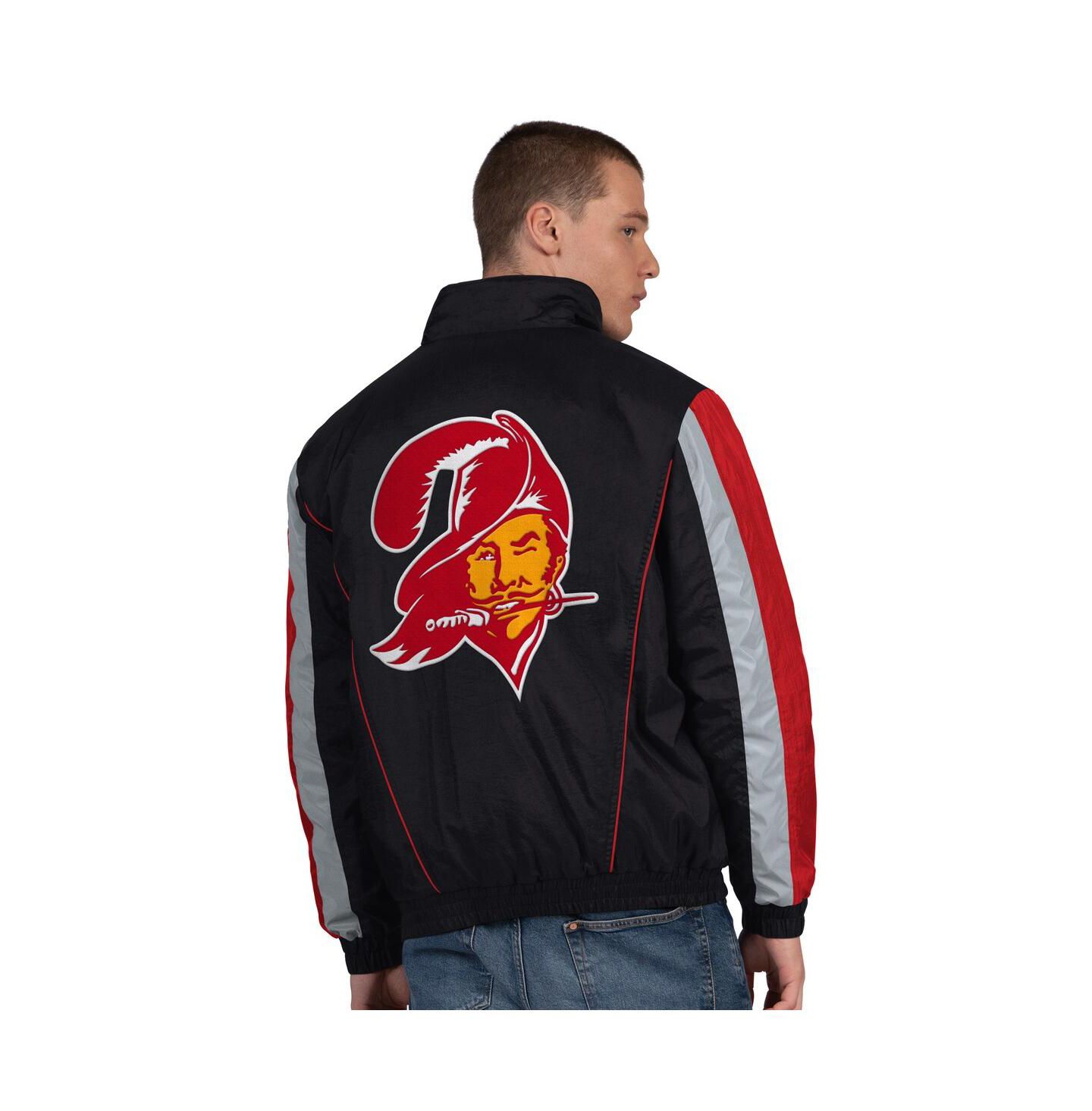 Мужская куртка Starter Black Tampa Bay Buccaneers Thursday Night Gridiron Vintage Logo Half-Zip — фото 2