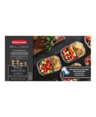 Brilliance 2.85-Cup Meal Prep 2-Compartment Food Storage Containers, 5-Pack