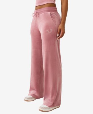 Women's Crystal Horseshoe Velour Straight Leg Sweatpant