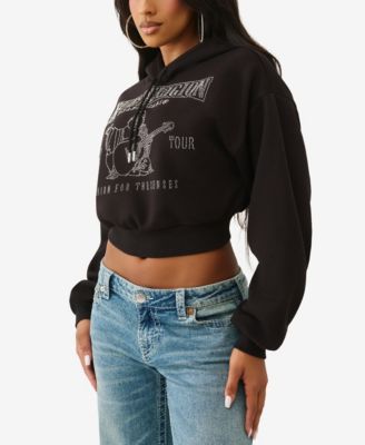 Women's Crystal Cropped Pullover Hoodie