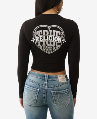 Women's Long Sleeve Glitter Puff Heritage Baby T-Shirt