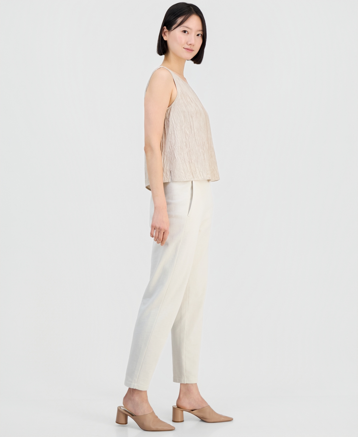 Eileen Fisher Women's Garment-Dyed Slouchy Terry Ankle Pants, Regular And Plus