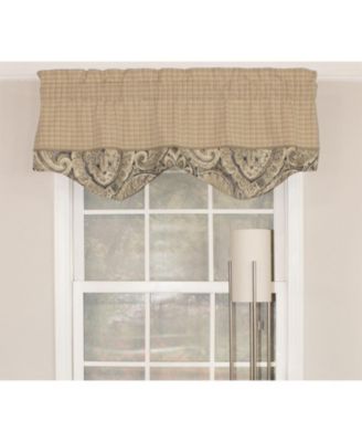 Sedona Blouson 100% Cotton with Fully Lined 3" Rod Pocket Valnance for Windows 50" x 15" Beige/Khaki