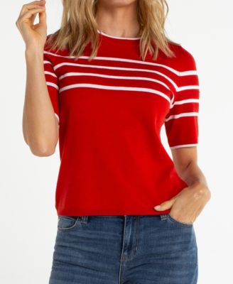 Women's Petite Crewneck Stripe Detail Sweater