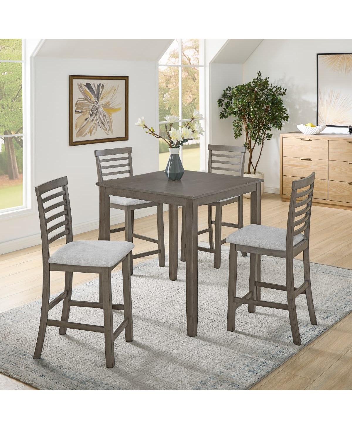 Maison Boucle 5-Piece Counter Height Dining Table and Chairs Set, Bar Table with Upholstered Stools for Kitchen or Apartment