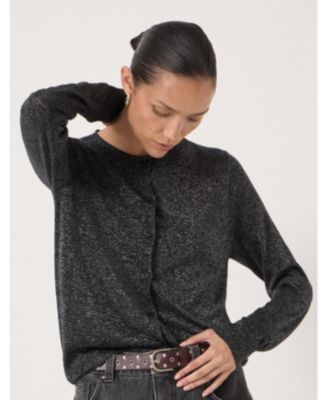 Women's Crew Neck Slim Fit Metallic Cardigan