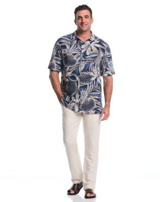 Men's Big & Tall Pointillism Tropical Print Button-Down Shirt