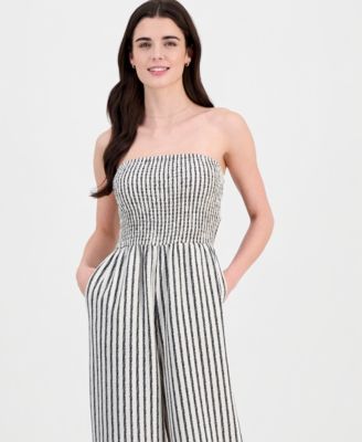 Juniors' Smocked Strapless Jumpsuit