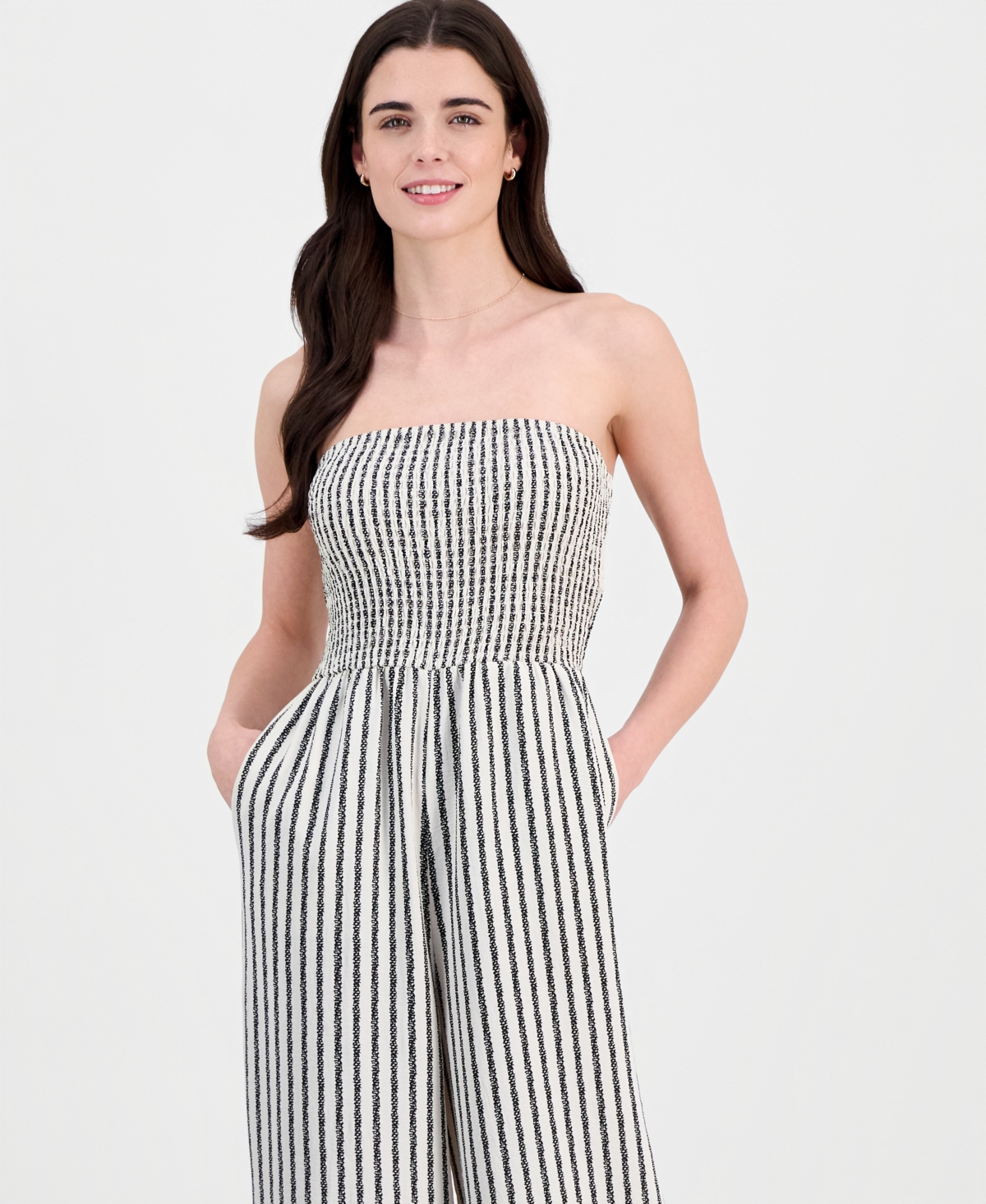 Sincerely Jules Juniors' Smocked Strapless Jumpsuit