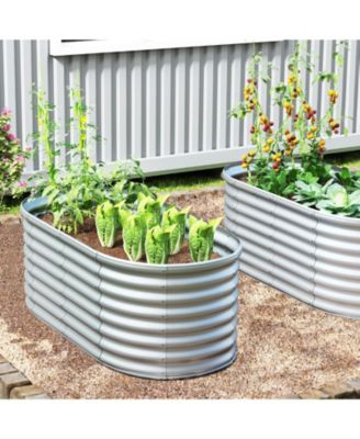 5 x 3 x 2 Ft Metal Oval Raised Garden Bed with Open Bottom Design