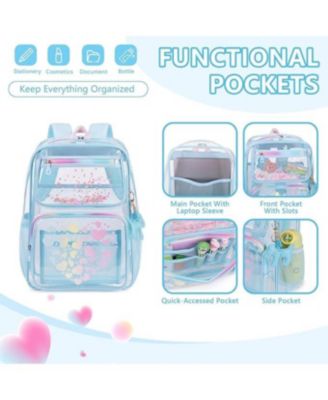 Clear Backpack for School Girls, Heavy Duty TPU Transparent Backpack Stadium Events Approved, Clear Bookbag