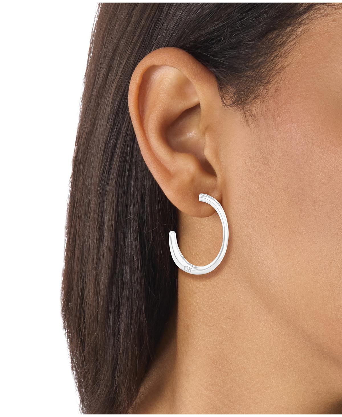 Calvin Klein Silver-Tone Stainless Steel Mini Hoop Earring