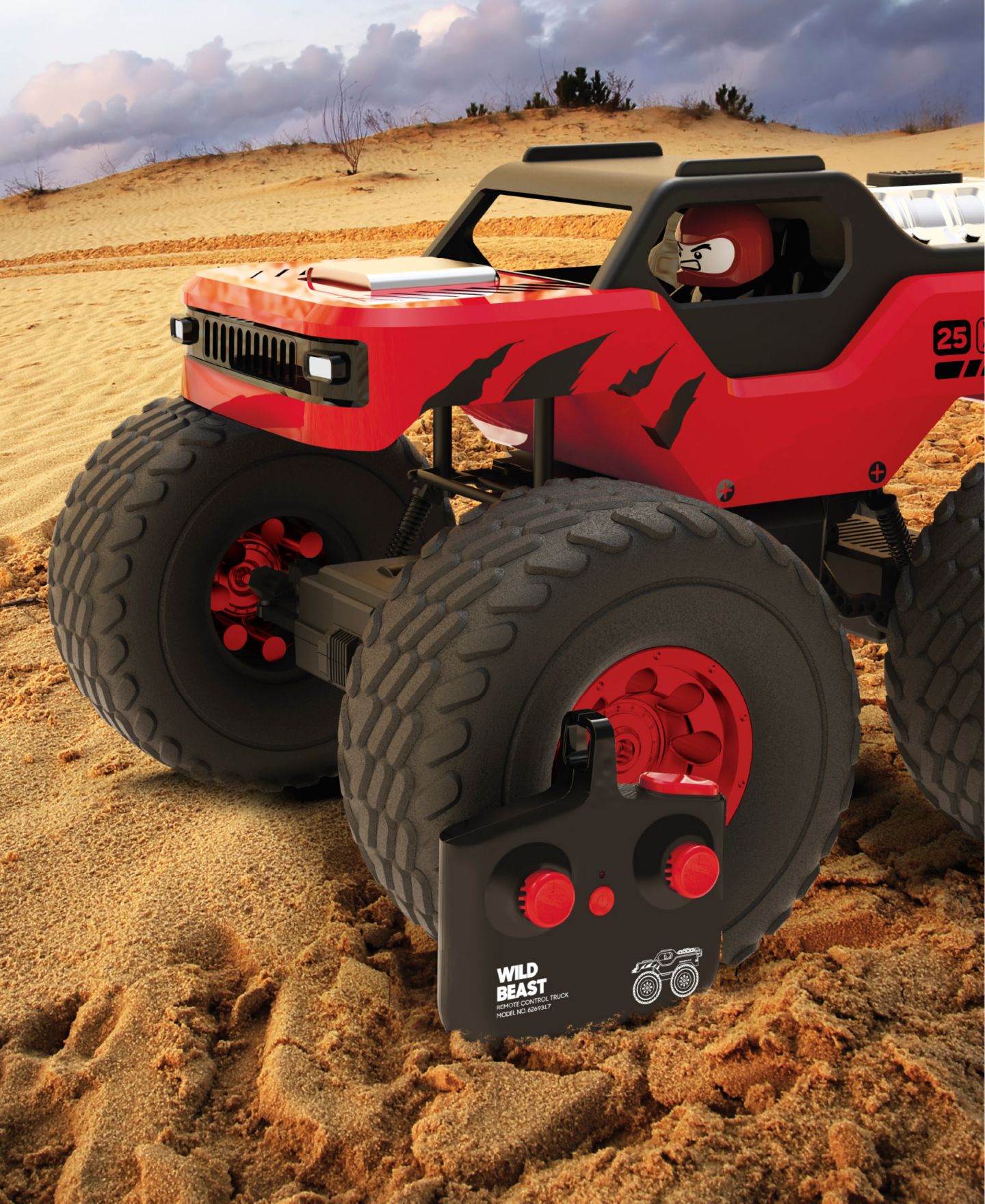 Детская игрушка Sharper Image Wild Beast Remote Control Off-Road Truck, цвет: Чёрный / Красный — фото 5