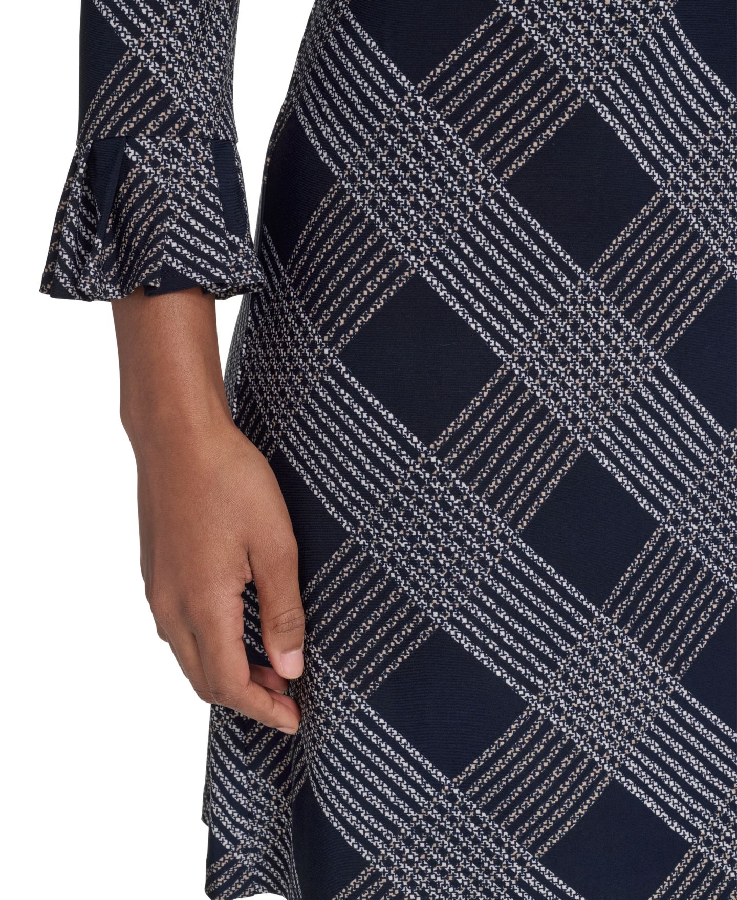 Женское платье Tommy Hilfiger Petite Plaid 3/4-Sleeve Shift, цвет: Небесно-голубой / Песочный — фото 4