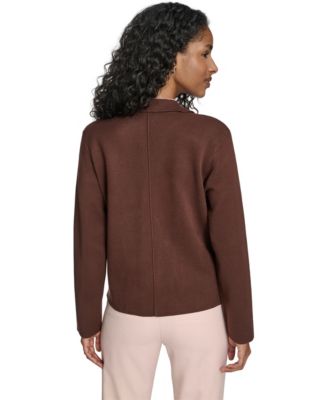 Women's Double Breasted Peak Lapel Sweater Jacket