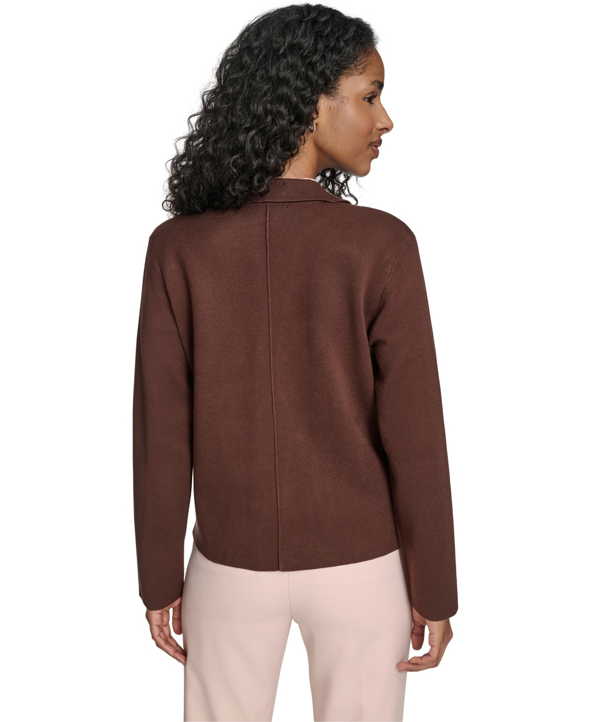 Tommy Hilfiger Women's Double Breasted Peak Lapel Sweater Jacket In Brown