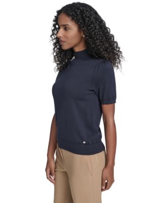 Women's Short-Sleeve Mock Neck Sweater