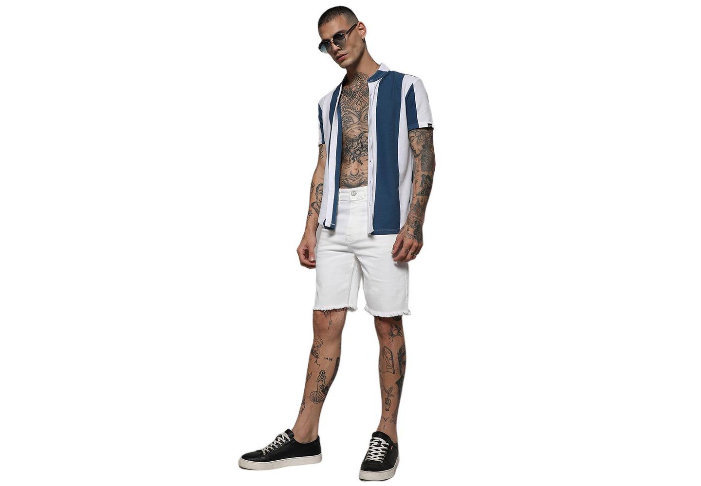 Мужская рубашка Cahoot Campus Sutra Blue & White Candy Striped, цвет: Синий — фото 3