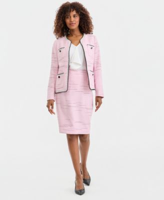 Women's Tweed Four-Pocket Open-Front Jacket