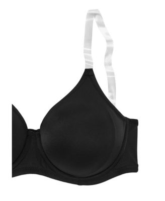 Women's B-DDD Clear Strap No-Padding Underwire T-Shirt Bra
