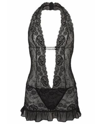 Women's Plunge Halter Lace Teddy