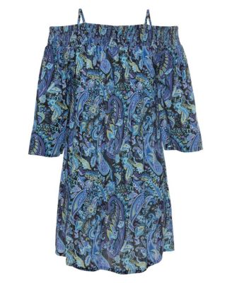 Women's flowy off the shoulder patterned dress