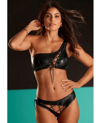 Women's Lace Up One Shoulder Bra