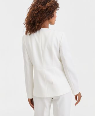 Women's Stretch Crepe Three-Button Seamed-Waist Jacket