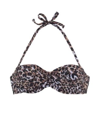Women's Leopard Cheetah Print Bandeau Bikini Swimsuit Top Bra Sizing