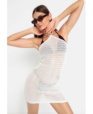 Women's Halter Neck Crochet Cover up Beach Dress