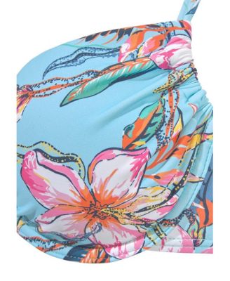 Women's Hibiscus Print Underwire Bikini Swimsuit Top Bra Sizing