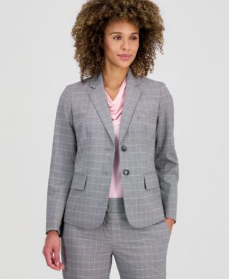 Women's Plaid Two-Button Blazer