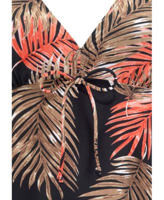 Women's Palm Print Underwire Tankini Swimsuit Top