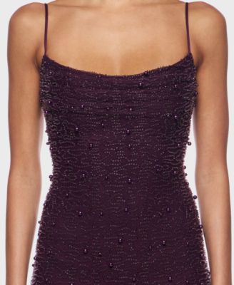 Juniors' Embellished Cowlneck Sleeveless Gown