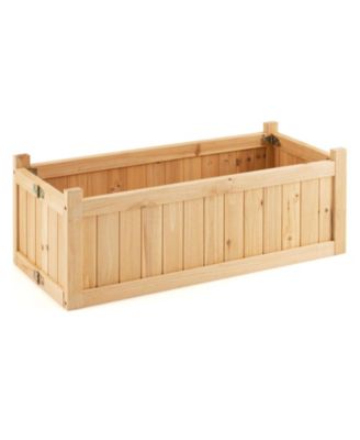Folding Wooden Raised Garden Bed with Removable Bottom for Herbs Fruits Flowers