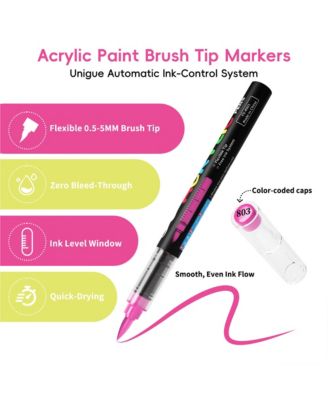 9 Colors Purple Series Acrylic Markers, Soft-Tip Direct-Ink Pigment Pens, Automatic Ink Control for Rock, Egg, Wood, Glass, Paper