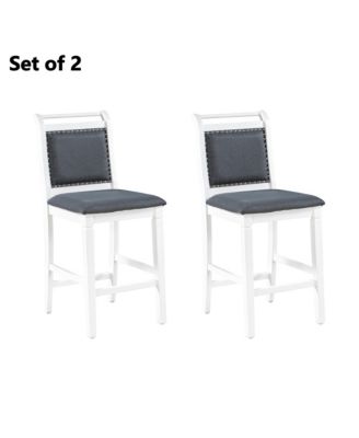 3-Piece Wood Drop Leaf Counter Height Dining Table Set with 2 Upholstered Chairs
