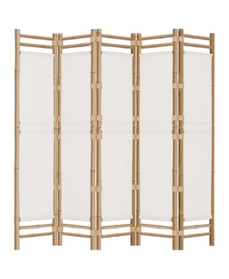 Folding 5-Panel Room Divider 78.7" Bamboo and Canvas
