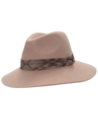 Women's Felted Wool Fedora Hat with Printed Band