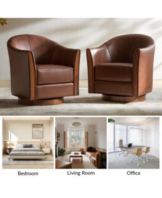 1 piece  Genuine Leather 360-degree Swivel Barrel Chair