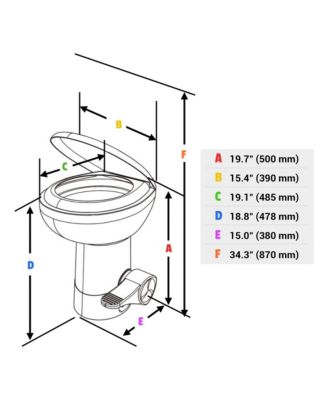 RV Camper Toilet Gravity Flush Elongated 20" High w/ Bidet Spray Trailer Caravan