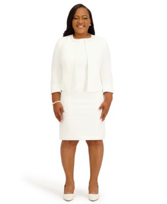 Kasper - Women's Crewneck Pearl Embellished Cardigan, Regular and Plus Size