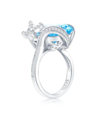 Gala Collection   Elongated Cushion Firework Cut Cubic Zirconia Butterfly Accent Ring