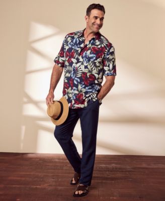 Men's Big & Tall Floral Print Short-Sleeve Button-Down Shirt