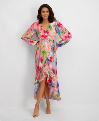 kensie - Women's Printed V-Neck Dress