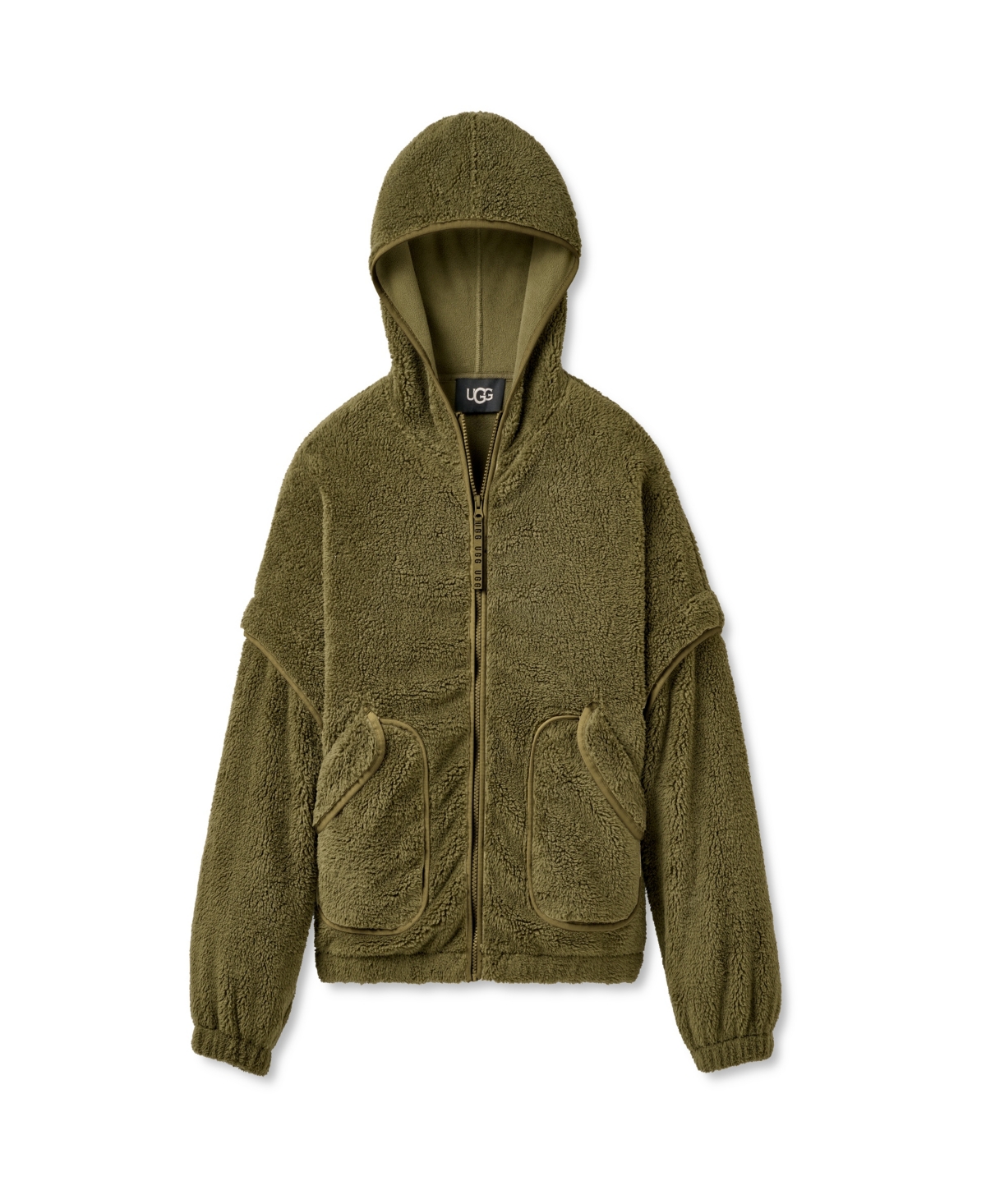 Ugg Women's Mariella Fluff Stand Collar Zip Hoodie In Green