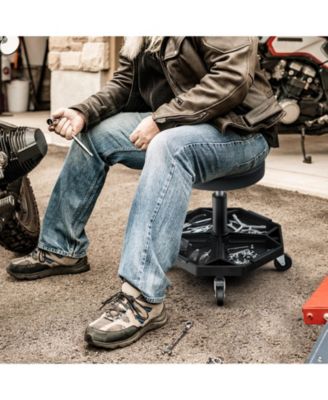 330 LBS Capacity Pneumatic Rolling Mechanic Stool with Padded Seat
