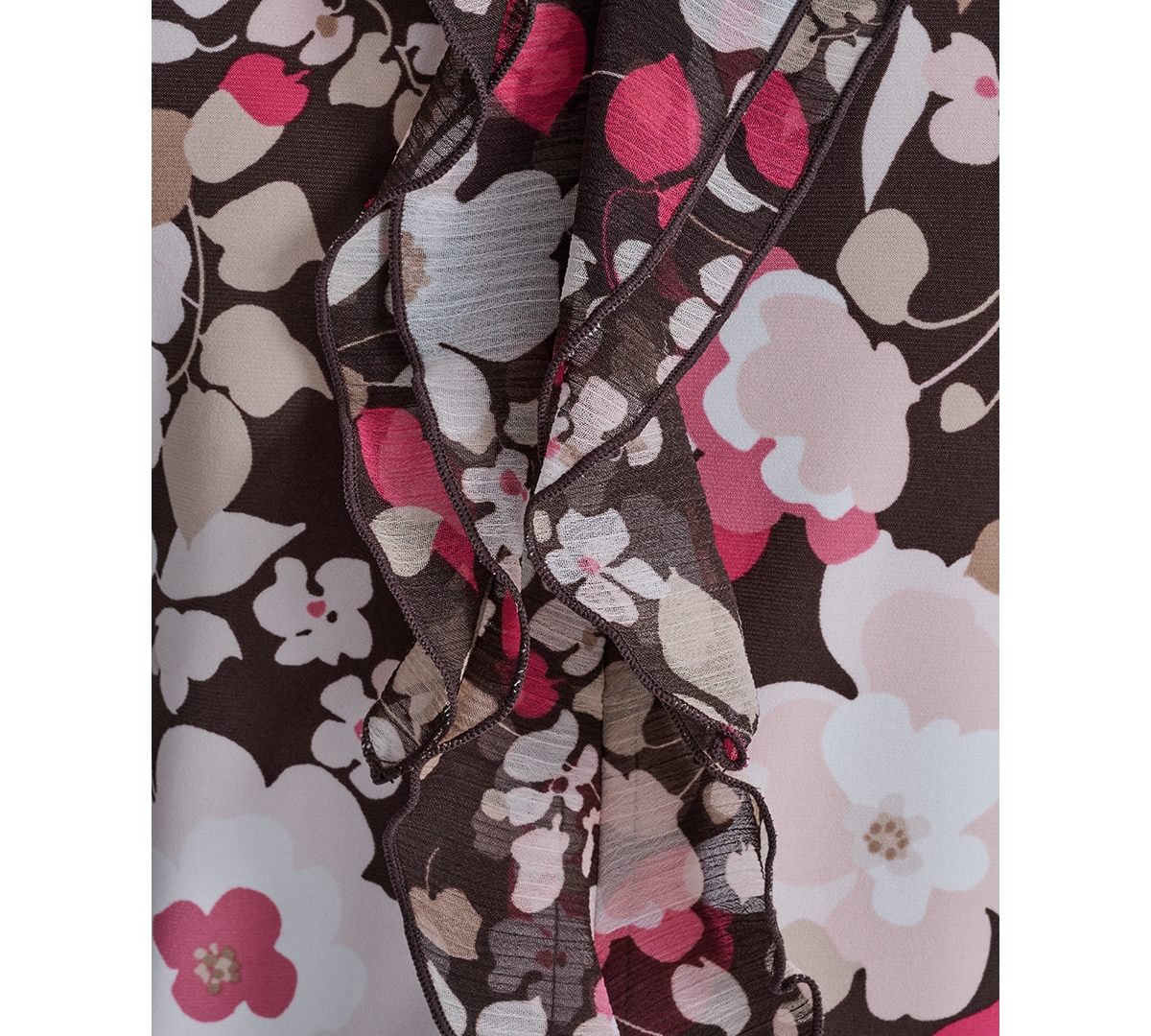 Tommy Hilfiger Women's Floral Mixed Media Ruffle Top